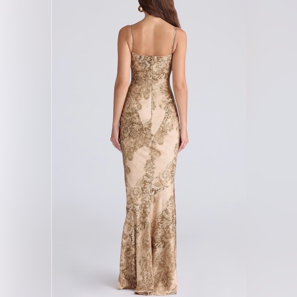 House of CB Nalani Gold Flattering Satin Gown - Picture 6 of 8
